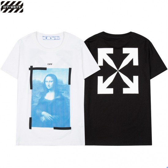 A generation of 2021 new OFF ~ WHITE short-sleeved Mona Lisa front yard? OFF arrow T-shirt men and women cotton